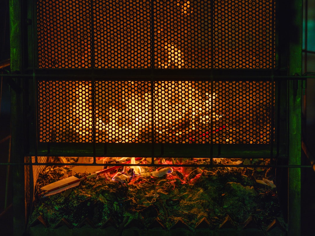 Modern fireplace in cozy living room